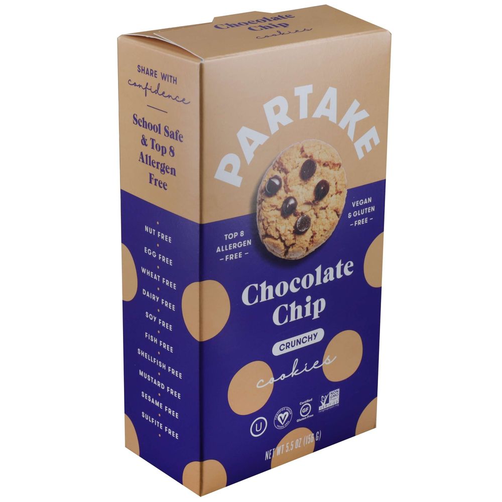 Partake Foods Crunchy Chocolate Chip Cookie, 5.5 Ounce -- 6 Per Case
