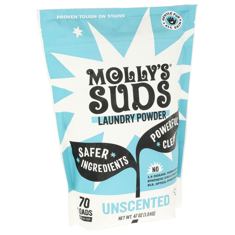 Mollys Suds Unscented Laundry Powder, 47 Ounce -- 6 Per Case