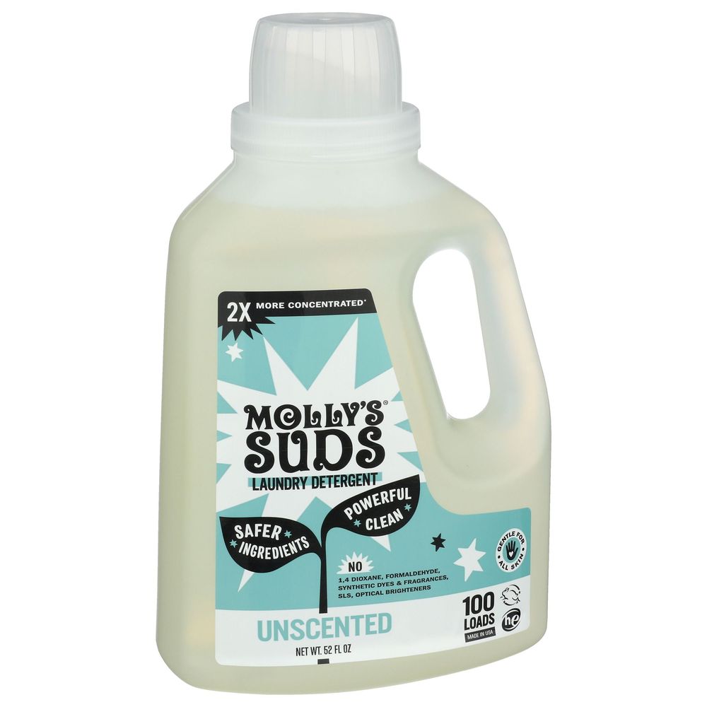 Mollys Suds Unscented Liquid Laundry Detergent, 52 Fluid Ounce -- 6 Per Case
