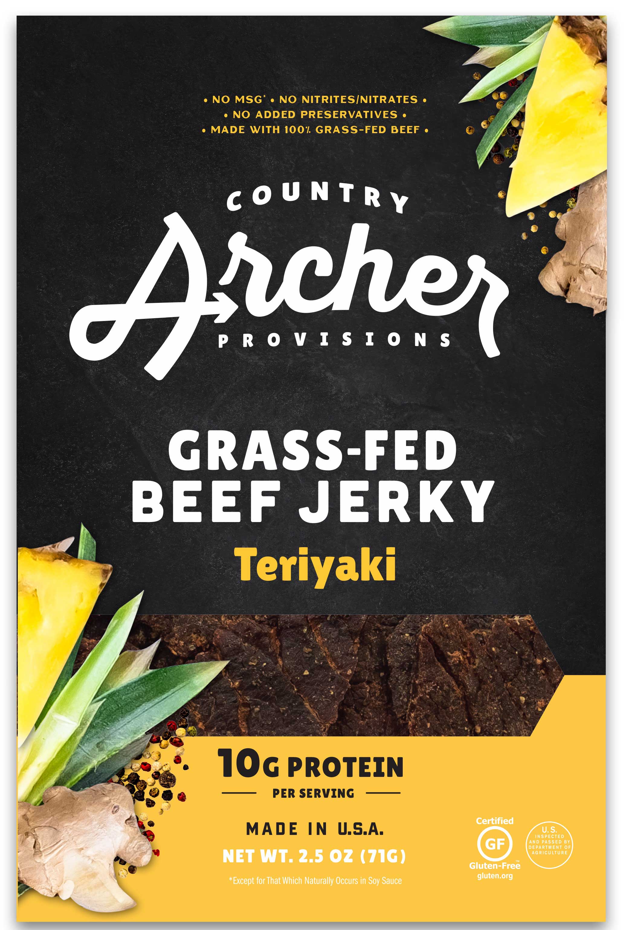 Archer Meat Snacks Teriyaki Beef Jerky, 2.5 Ounce -- 12 Per Case.