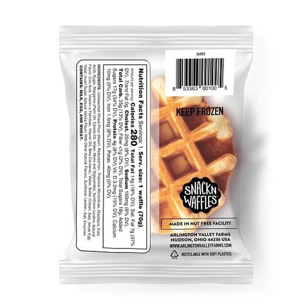 Arlington Valley Farms Vanilla Belgian Pastry Waffle, 2.47 Ounce -- 52 Per Case
