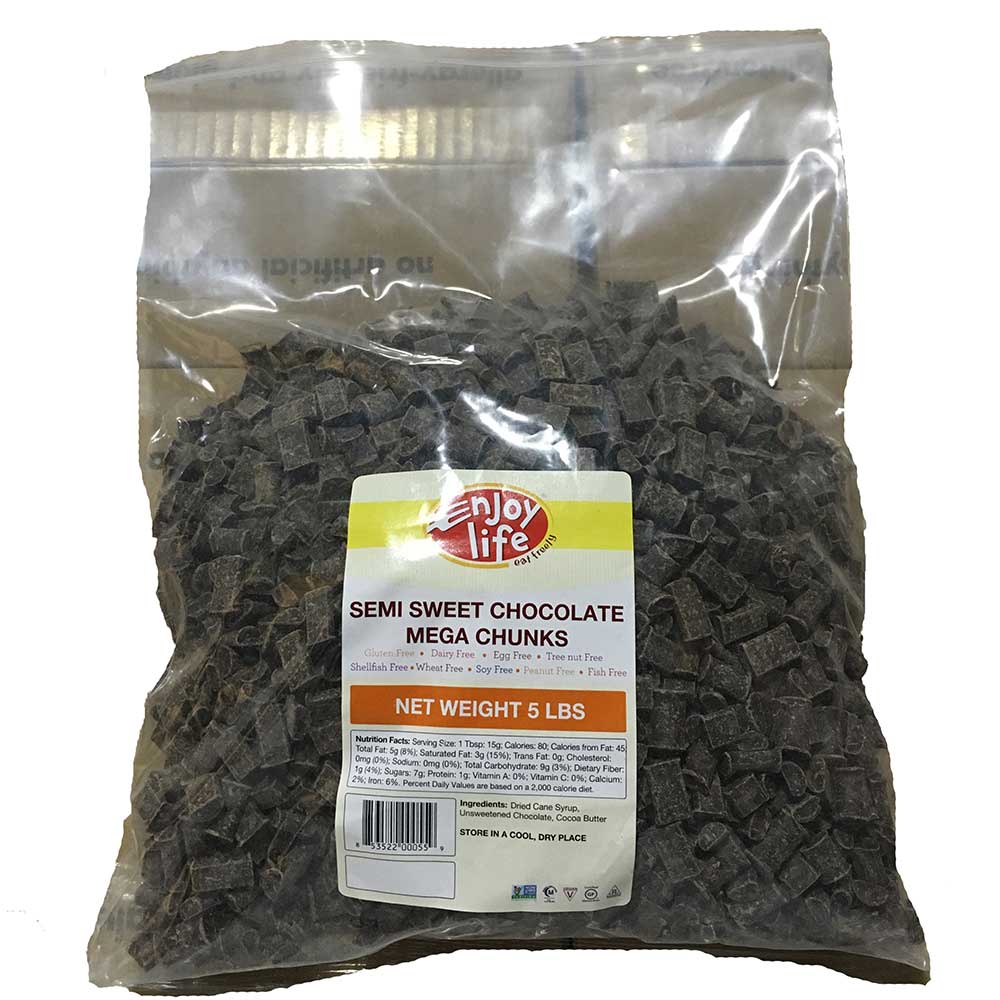 Enjoy Life Semi Sweet Baking Chocolate Mega Chunks, Bulk -- 4 Per Case