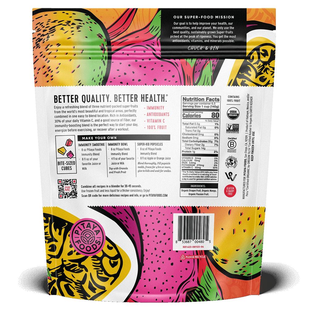 Pitaya Foods Organic Immunity Tropical Bite Sized Pieces, 32 Ounce -- 6 Per Case