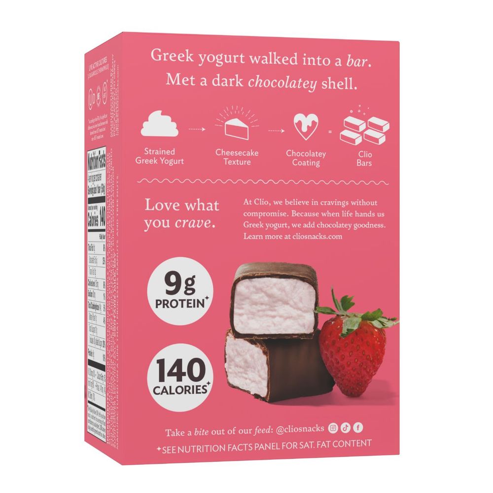Clio Dark Chocolate Covered Strawberry Greek Yogurt Bar, 7.05 Ounce -- 6 Per Case