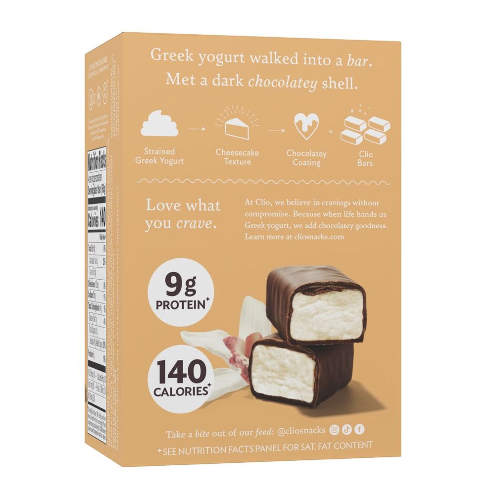 Clio Dark Chocolate Covered Vanilla Greek Yogurt Bar, 7.05 Ounce -- 6 Per Case