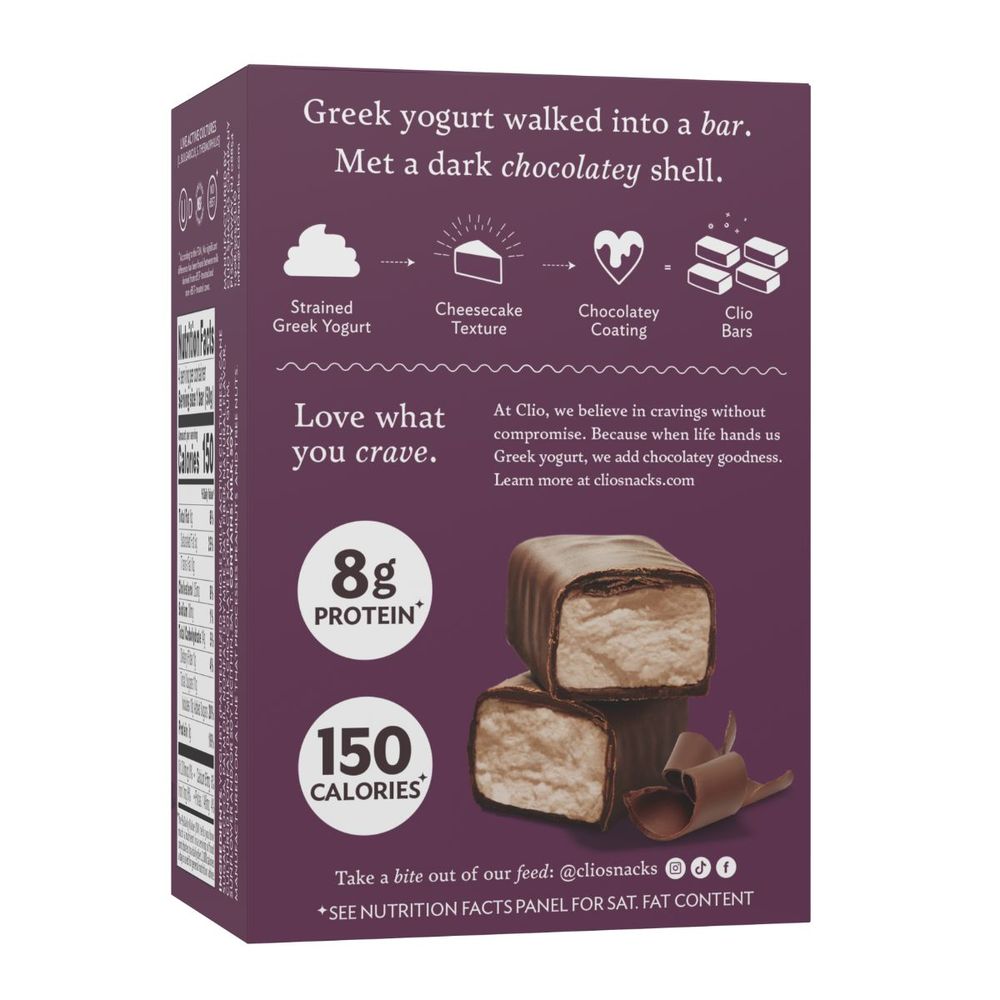 Clio Dark Chocolate Covered Greek Yogurt Bar, 7.05 Ounce -- 6 Per Case