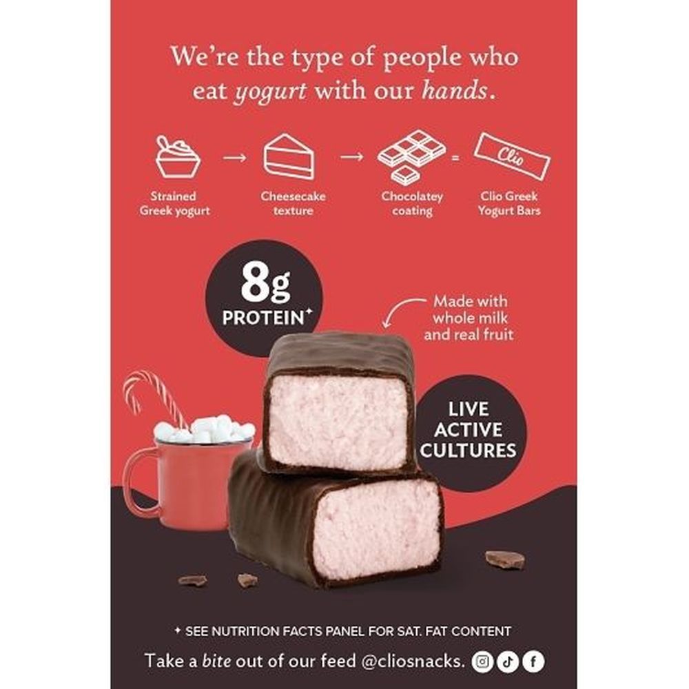 Clio Peppermint Hot Chocolate Covered Greek Yogurt Bar, 7.05 Ounce - 6 per case
