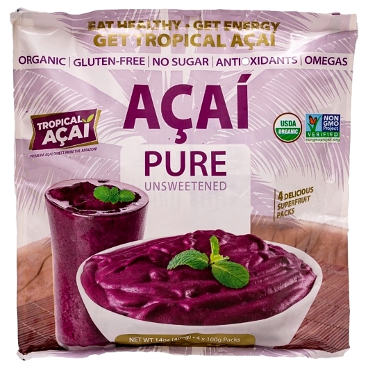 Tropical Acai Organic Pure Unsweetened Acai, 4 count 15 per case