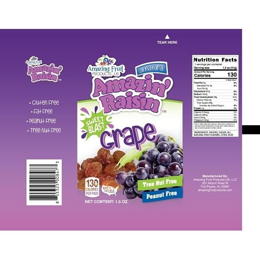 Amazin' Raisin Sweet Blast Grape Infused Raisins, 1.5 Ounce -- 250 Per Case