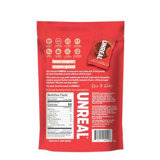Unreal Dark Chocolate Peanut Butter Cup Candy, 4.2 Ounce -- 6 Per Case