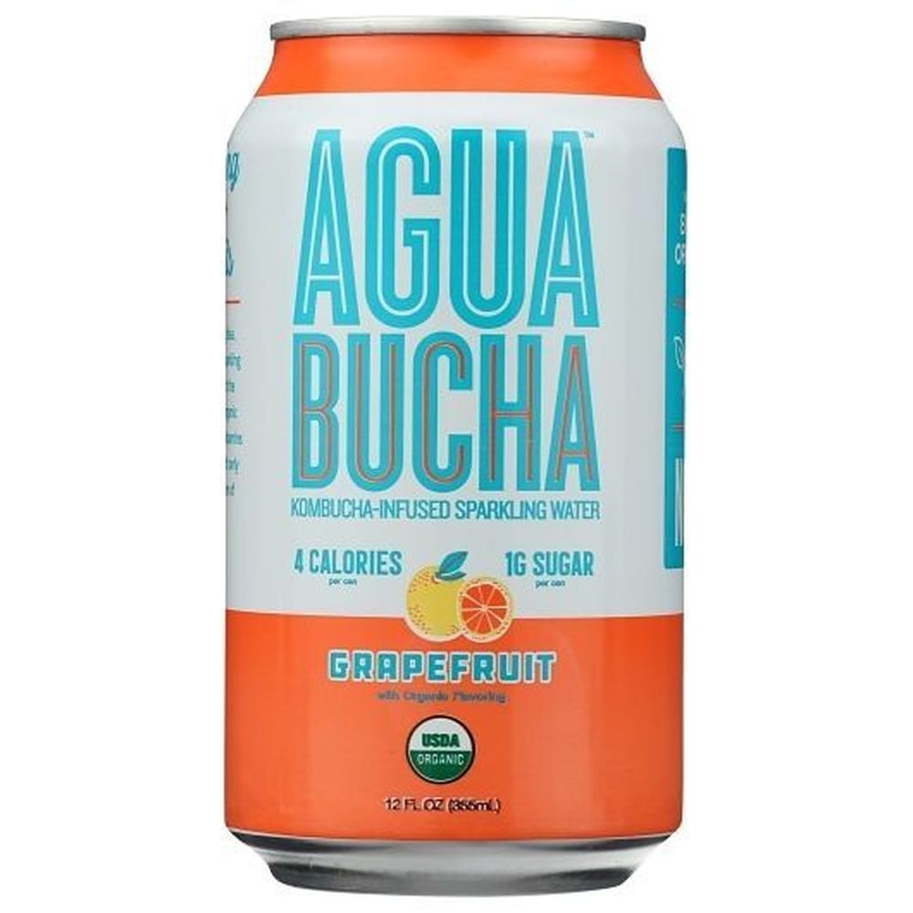 Agua Bucha Grapefruit Sparkling Water, 12 Fluid Ounce -- 24 Per Case