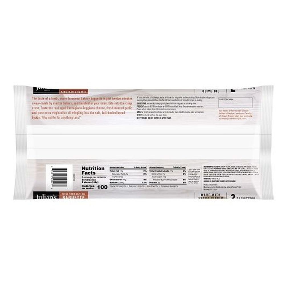 Julian's Recipe Parmesan And Garlic Baguette, 2 Count -- 12 Per Case