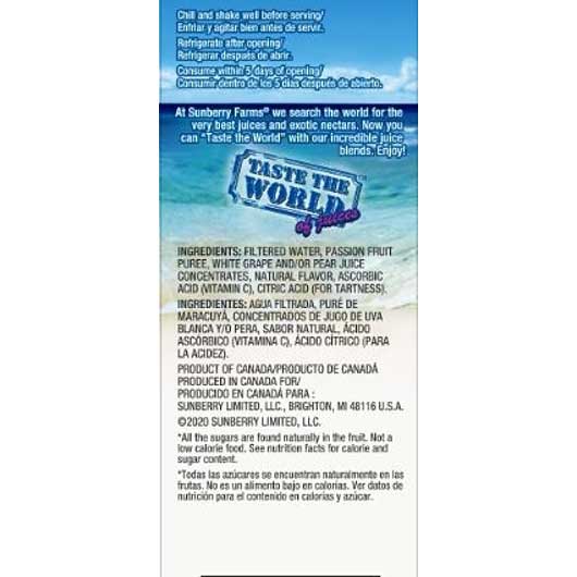 Sunberry Farms 100 Percent Passion Fruit Juice, 33.81 Fluid Ounce -- 12 Per Case