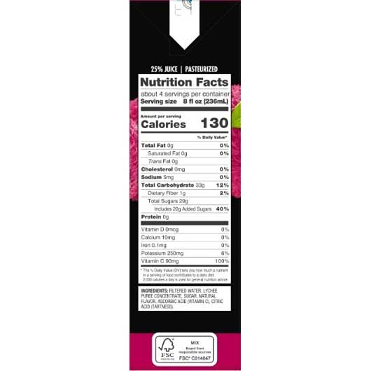 Sunberry Farms Lychee Nectar, 33.81 Fluid Ounce -- 12 per case