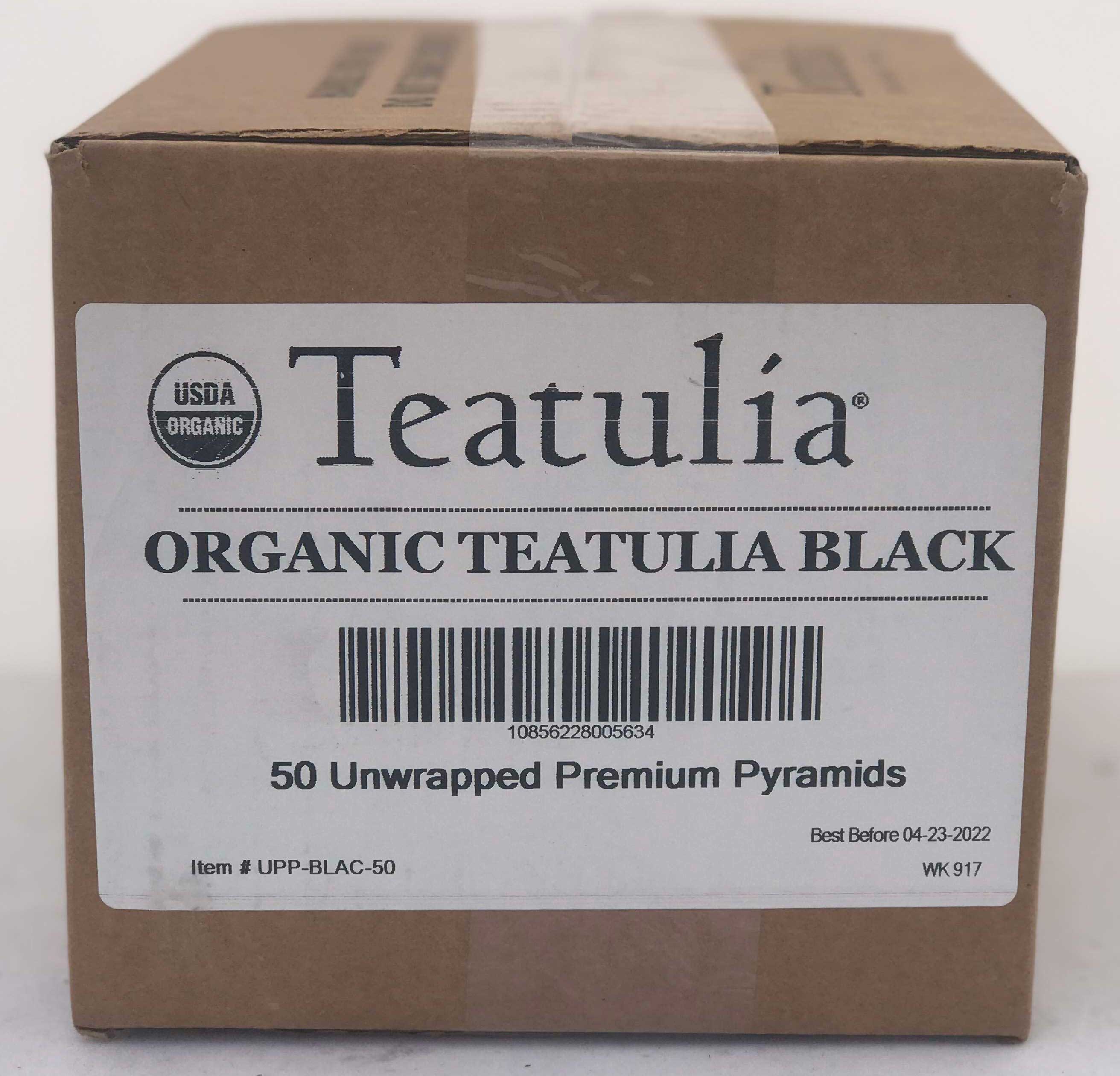 Teatulia Organic Unwrapped Premium Pyramid Black Tea -- 50 Per Case