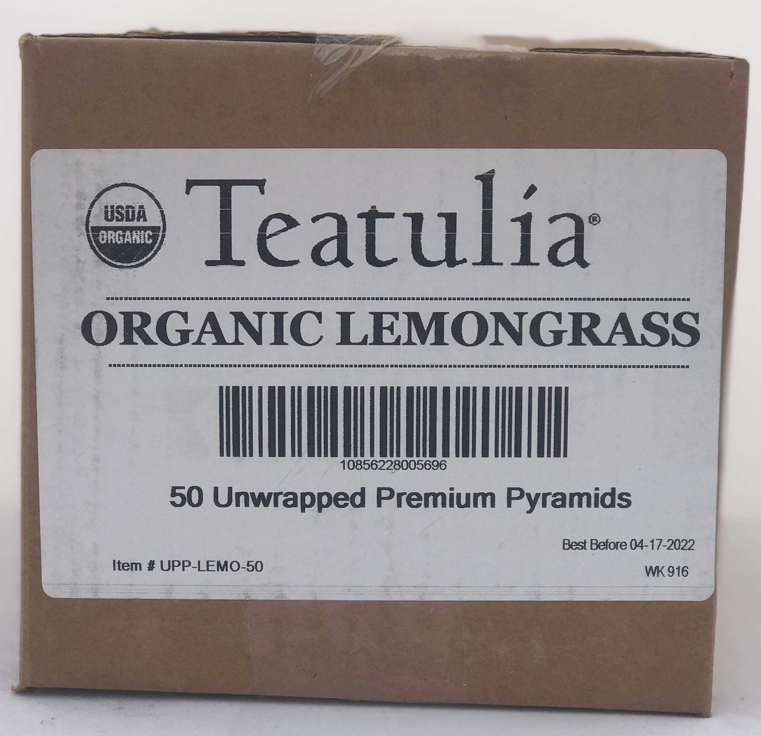 Teatulia Organic Lemongrass Unwrapped Premium Pyramid Tea -- 50 Per Case