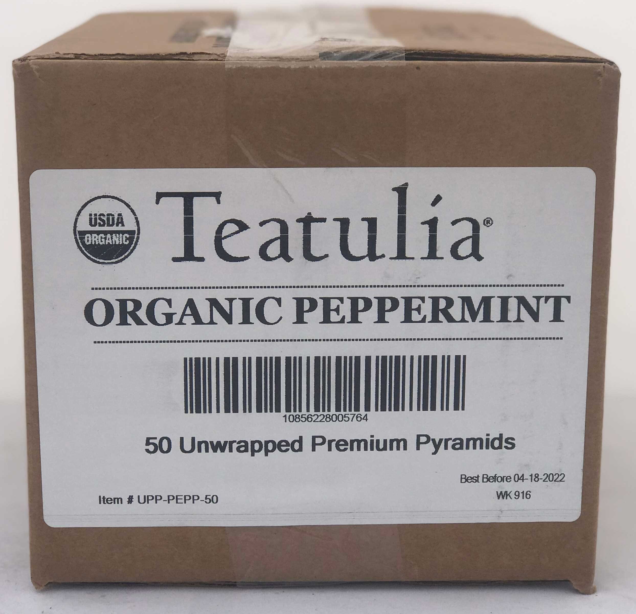 Teatulia Organic Peppermint Unwrapped Premium Tea -- 50 Per Case
