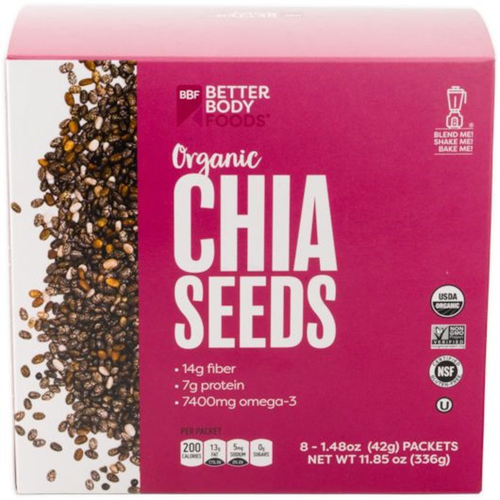 Betterbody Foods Organic Chia Seeds, 42.8 Gram -- 3 Per Case
