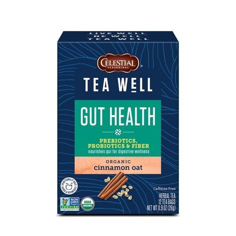 Tea Well Gut Health Organic Cinnamon Oat Herbal Tea, 12 Count -- 6 Per Case
