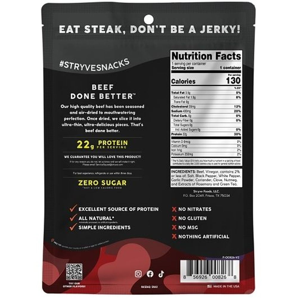 Stryve Sliced Steak Brisket, 1.5 Ounce -- 8 Per Case