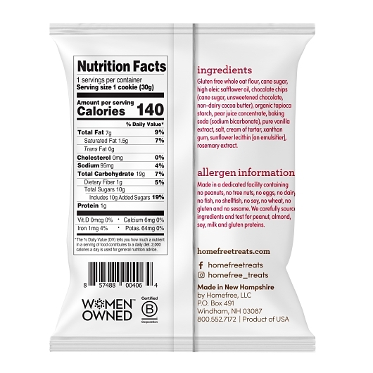 Homefree Gluten Free Mini Chocolate Chip Cookies -- 36 per case