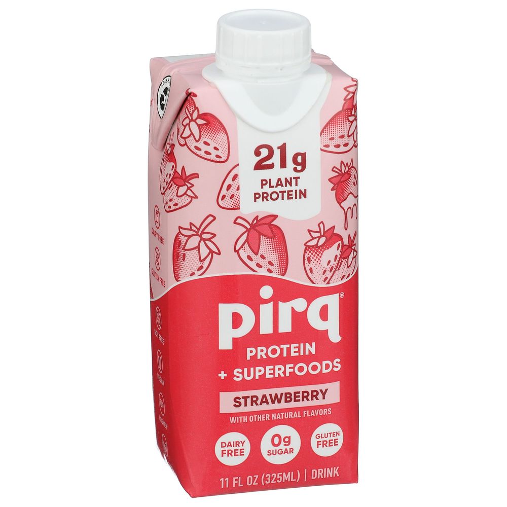 Pirq Strawberry 21g Plant Based Protein Shakes, 11 Fluid Ounce -- 12 Per Case