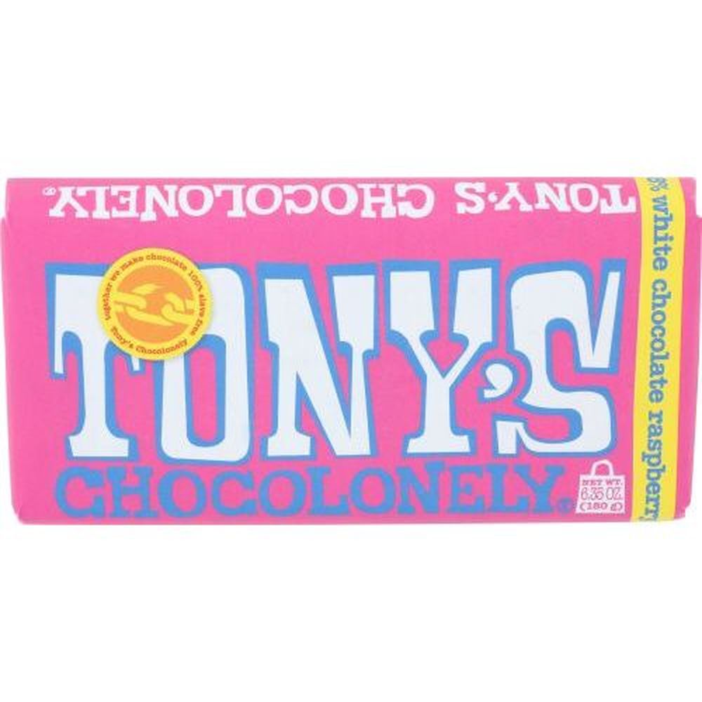 Tonys Chocolonely White Chocolate Raspberry Popping Candy Bar, 6.35 Ounce -- 15 Per Case