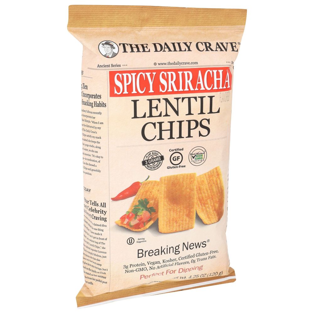 The Daily Crave Spicy Sriracha Lentil Chips, 4.25 Ounce -- 8 Per Case