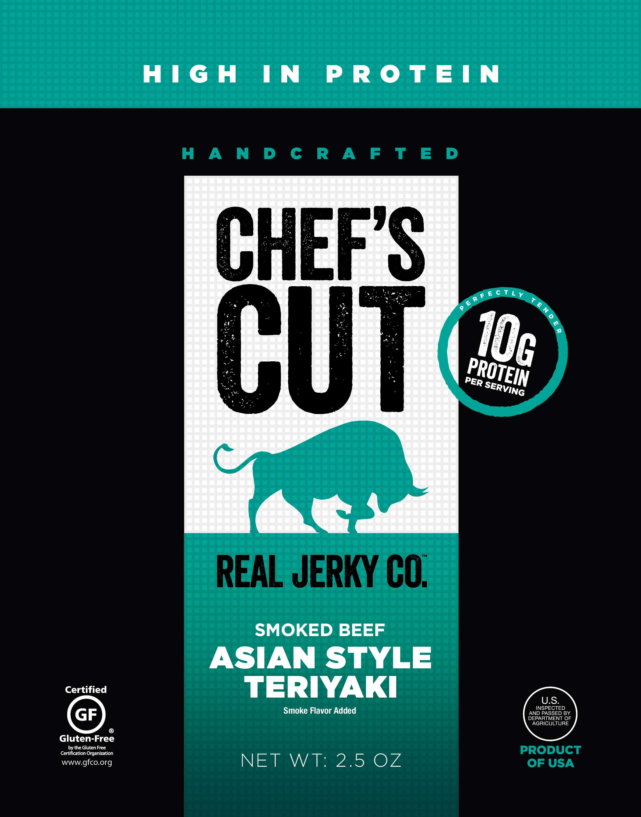 Chef's Cut Asian Style Teriyaki Smoked Beef Jerky, 2.5 Ounce -- 8 Per Case