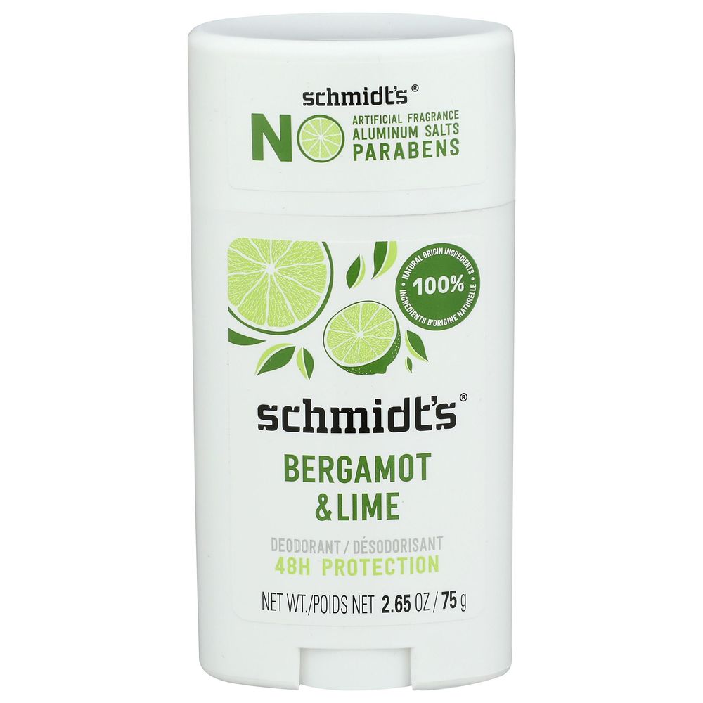 Schmidts Bergamot And Lime Deodorant Stick, 2.65 Ounce -- 3 Per Case