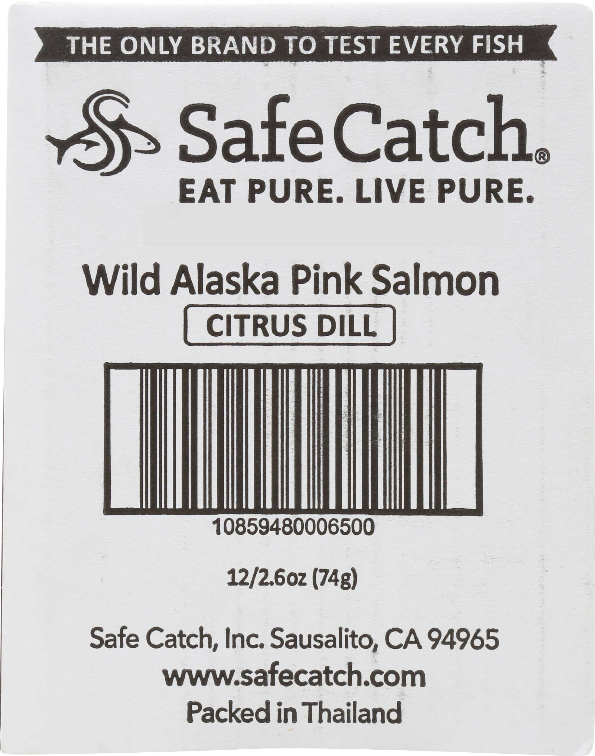 Safecatch Citrus Dill Wild Alaska Pink Salmon, 2.6 Ounce Pouch -- 12 per  case