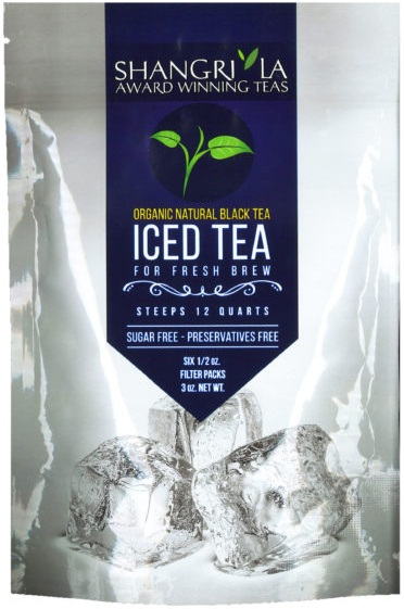Shangri La Organic Natural Black Iced Tea, 6 count per pack -- 12 per case.