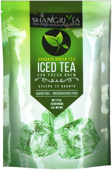 Shangri La Organic Green Iced Tea, 6 count per pack -- 12 per case.
