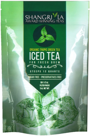 Shangri La Organic Tropical Green Iced Tea, 6 count per pack -- 12 per case.