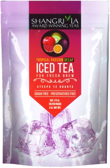 Shangri La Tropical Passion Decaf Iced Tea, 6 count per pack -- 12 per case.