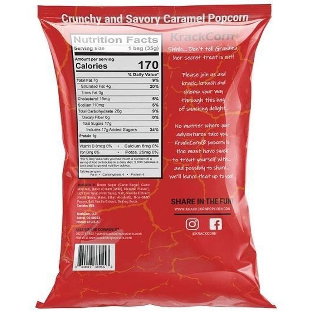 Krackcorn Caramel Flavored Popcorn, 1.25 Ounce -- 12 Per Case