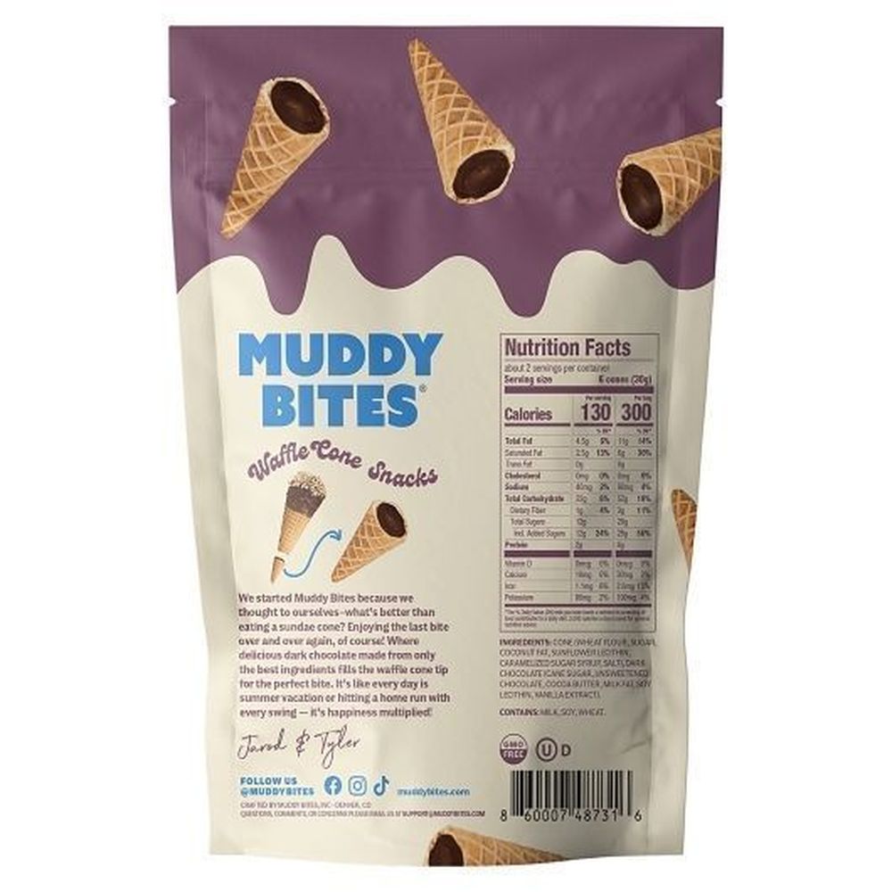 Muddy Bites Dark Chocolate Waffle Cone Snack, 2.33 Ounce -- 12 Per Case