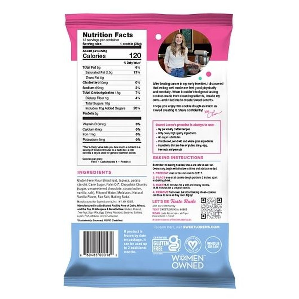 Sweet Loren's Place And Bake Gluten Free Chocolate Chunk Cookie, 12 Ounce -- 6 Per Case