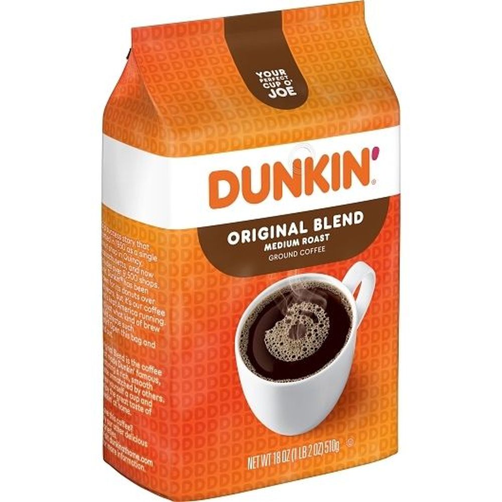Dunkin Original Blend Medium Roast Ground Coffee, 18 Ounce Bag -- 6 Per Case