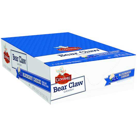 Cloverhill Bear Claw Blueberry Cheese Danish, 4.25 Ounce -- 36 Per Case