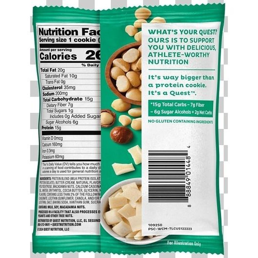 Quest White Chocolate Macadamia Soft and Chewy Cookie, 2.04 Ounce -- 72 per case
