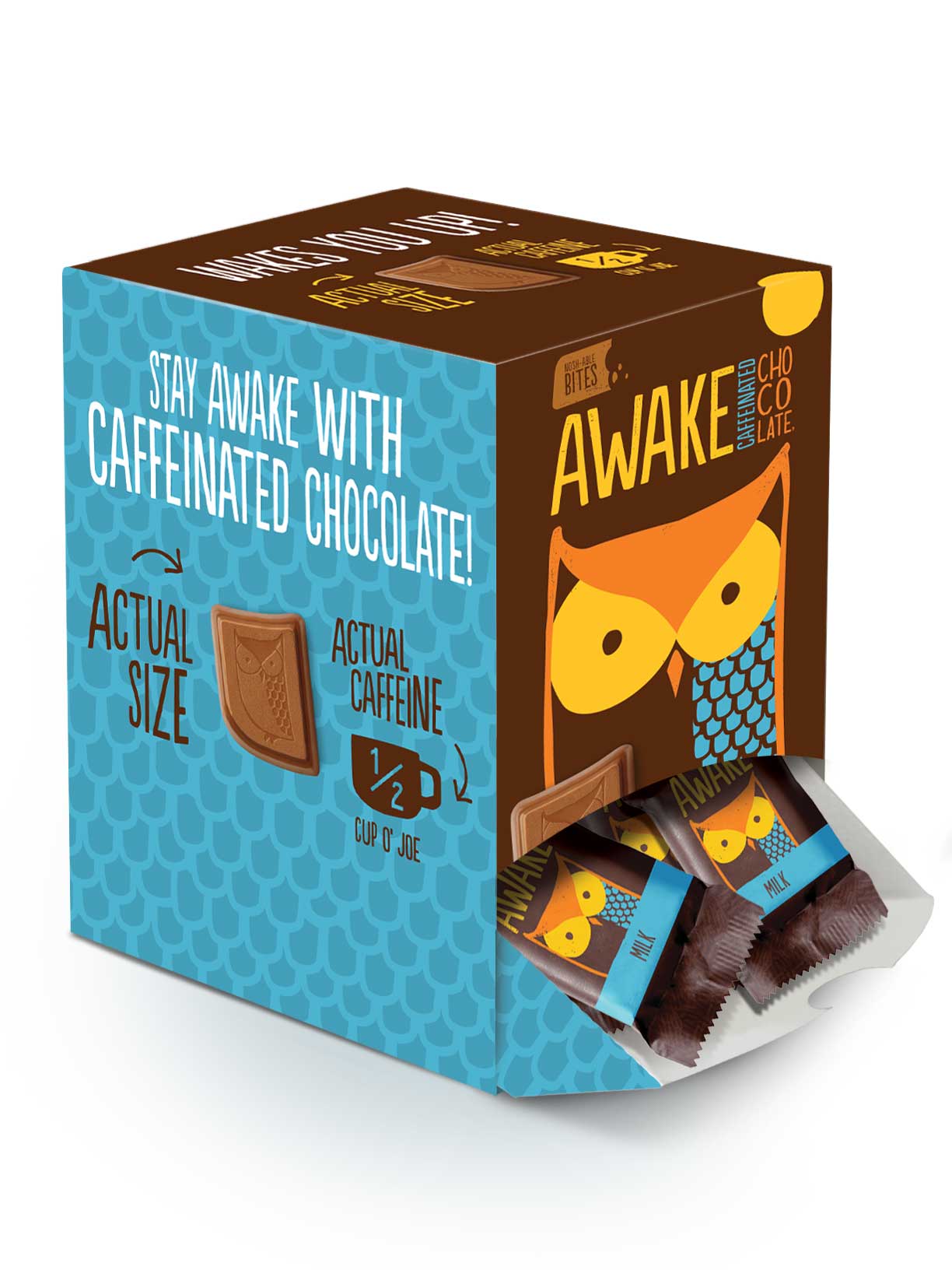 Awake Chocolate Caffeinated Chocolate Bites, Singles, 0.53 Ounce -- 300 Per Case