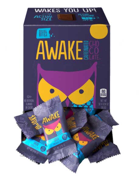 Awake Chocolate Singles Caffeinated Dark Chocolate Bites, 0.48 Ounce -- 300 Per Case