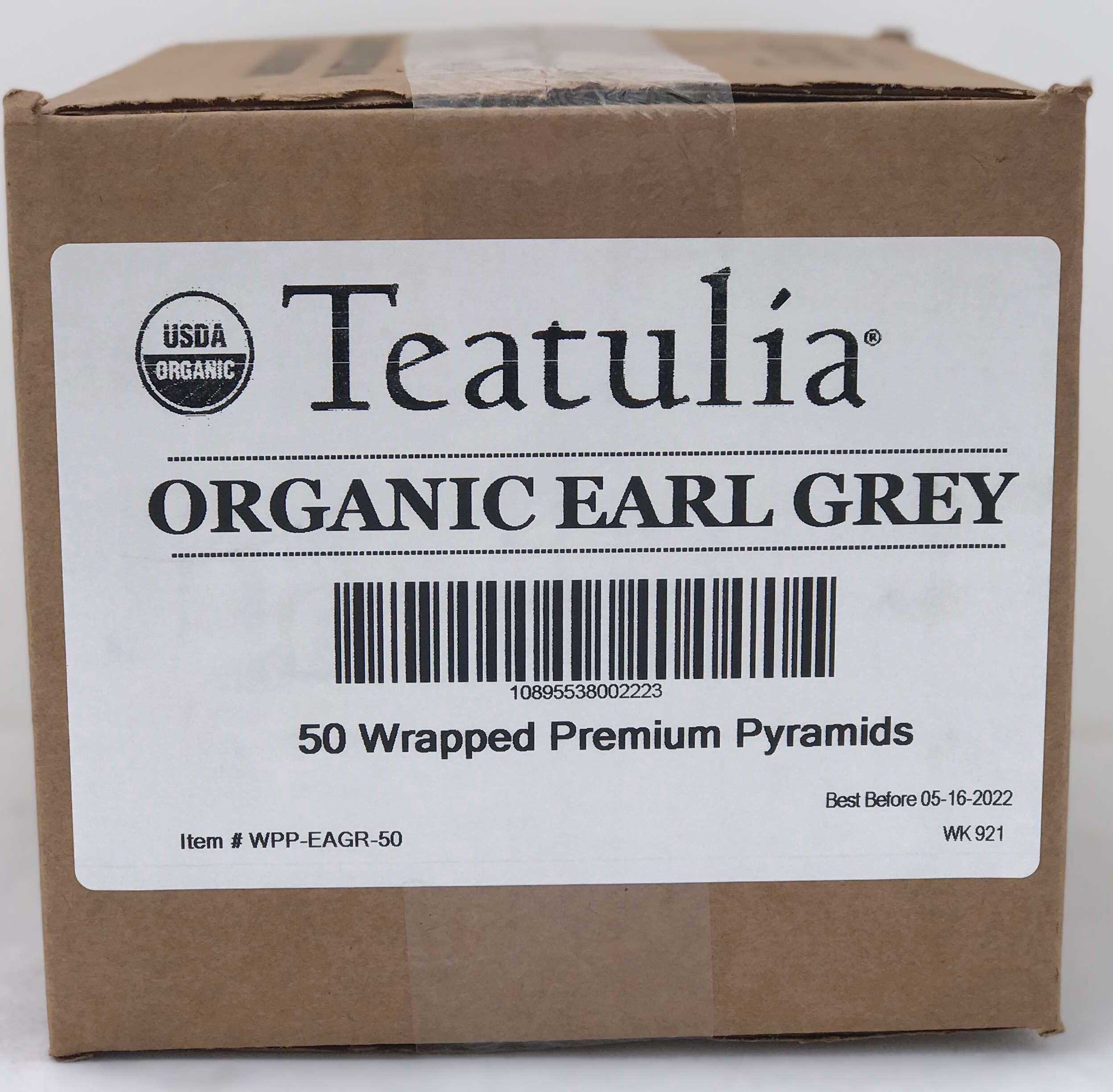 Teatulia Organic Earl Grey Wrapped Premium Pyramid -- 50 Per Case