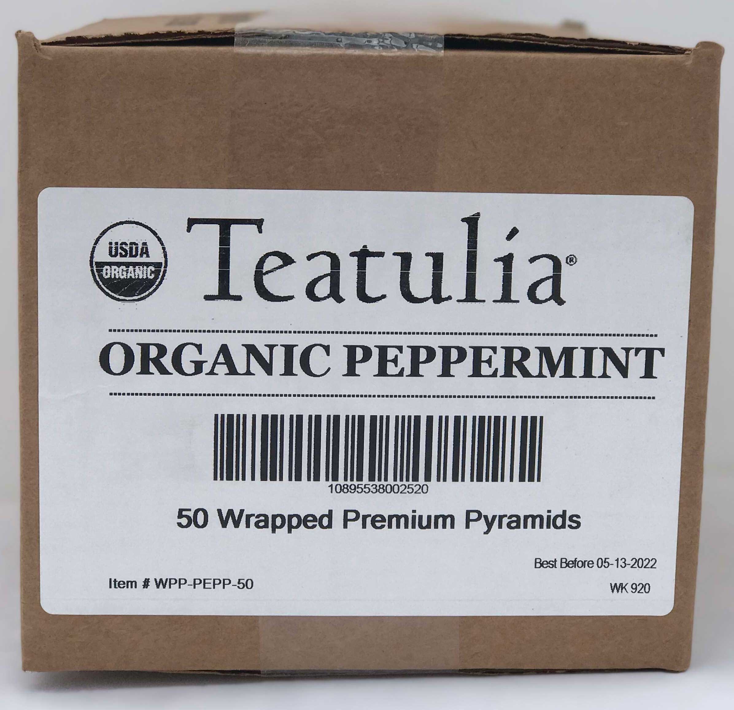 Teatulia Organic Peppermint Premium Pyramid Tea -- 50 Per Case