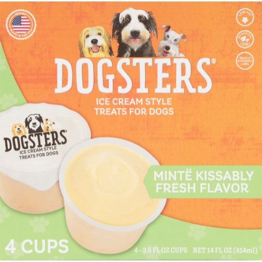 Dogsters Minte Kissably Fresh Flavor Ice Cream Style Treats For Dogs, 4 Count -- 12 Per Case