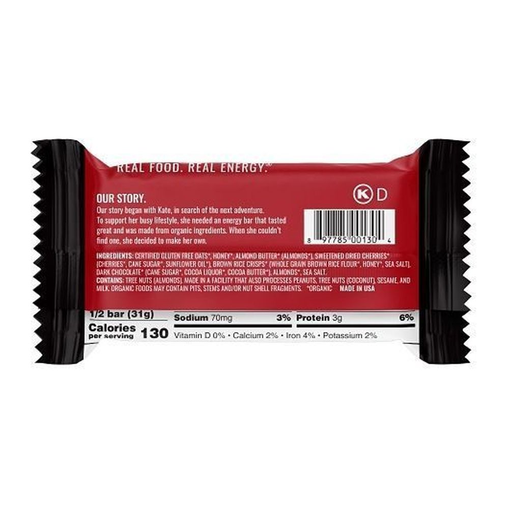 Kate's Real Food Dark Chocolate Cherry And Almond Bar, 2.2 Ounce -- 144 Per Case