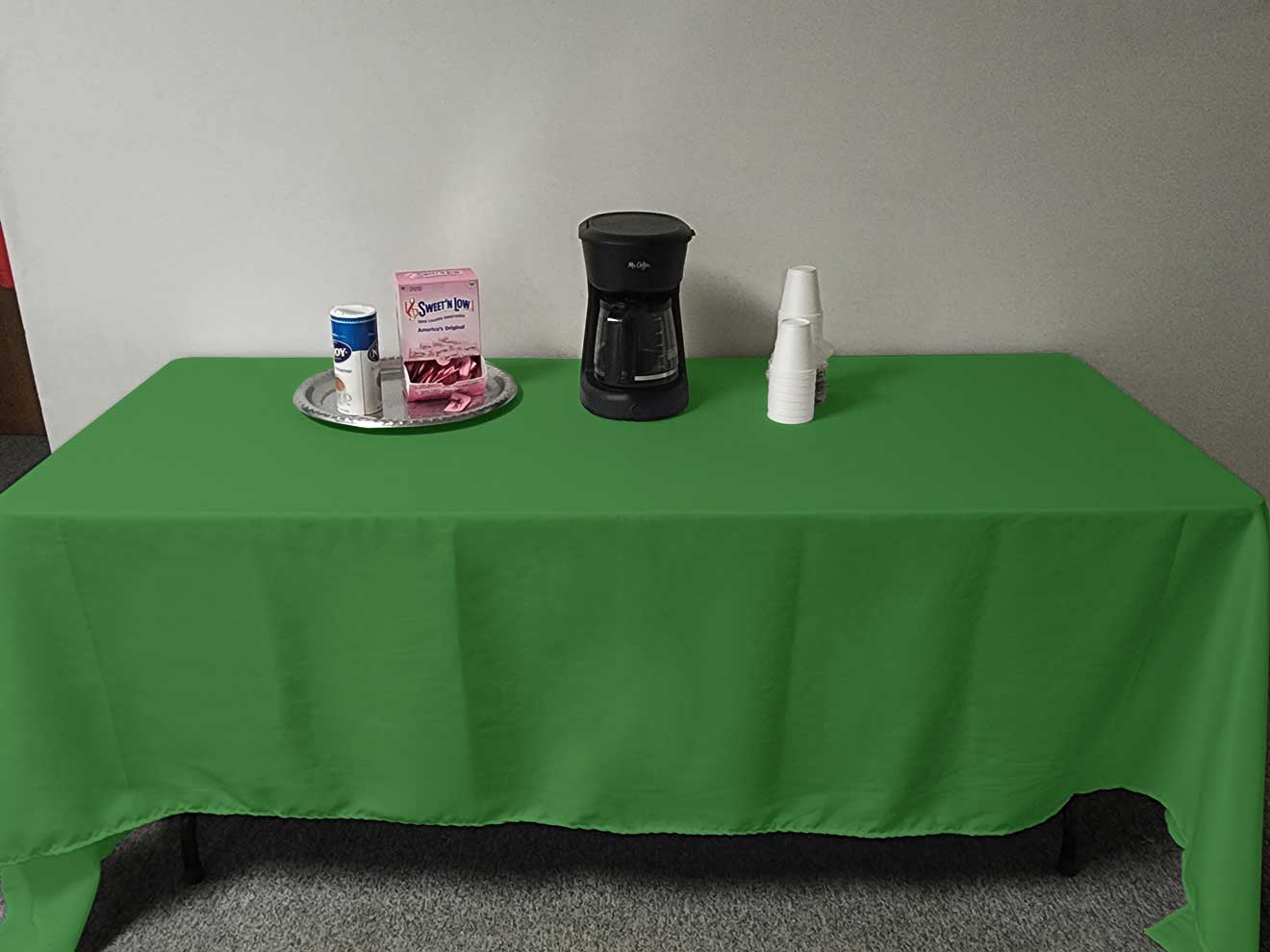 Intedge Green Poly/Cotton Tablecloth, 64 x 120 inch