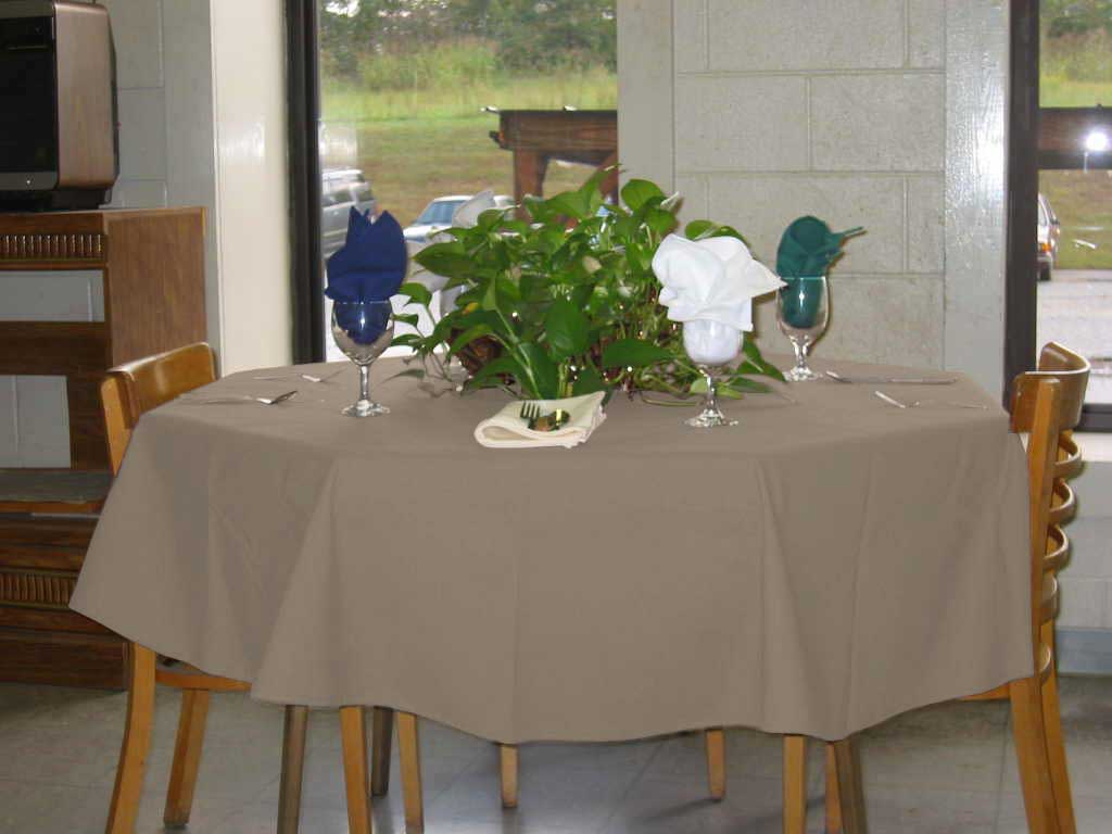 Intedge Beige 100 Percent Polyester Round Tablecloth, 120 inch