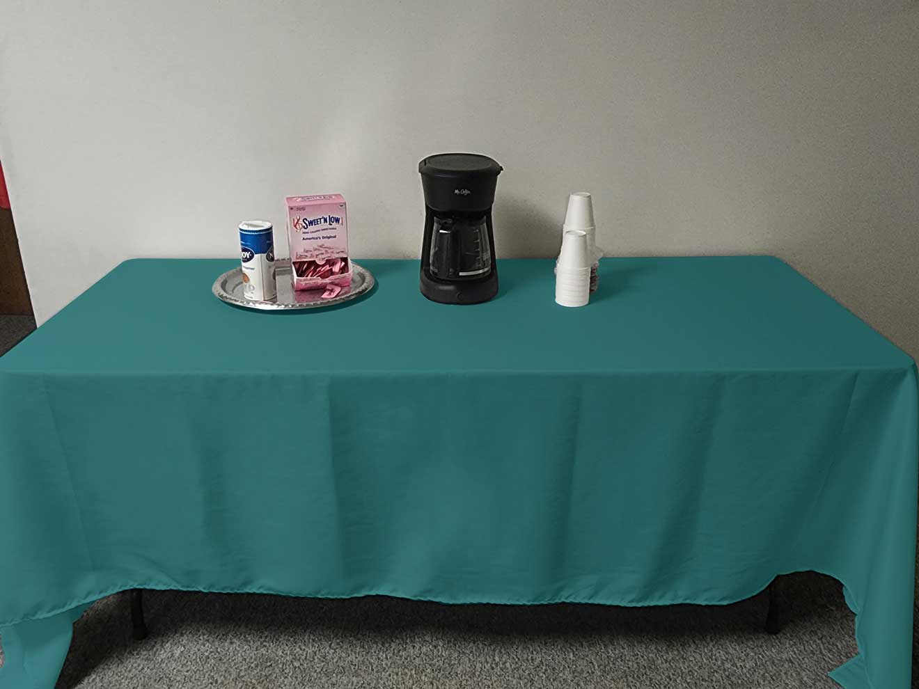 Intedge Teal Poly/Cotton Tablecloth, 54 x 72 inch